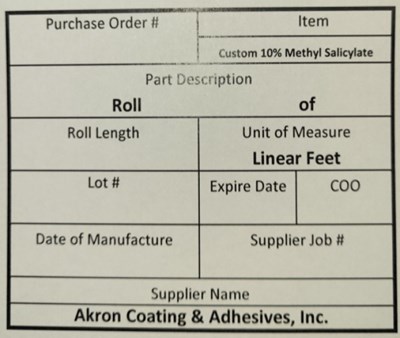 Box Label (Methyl Salicylate Label)